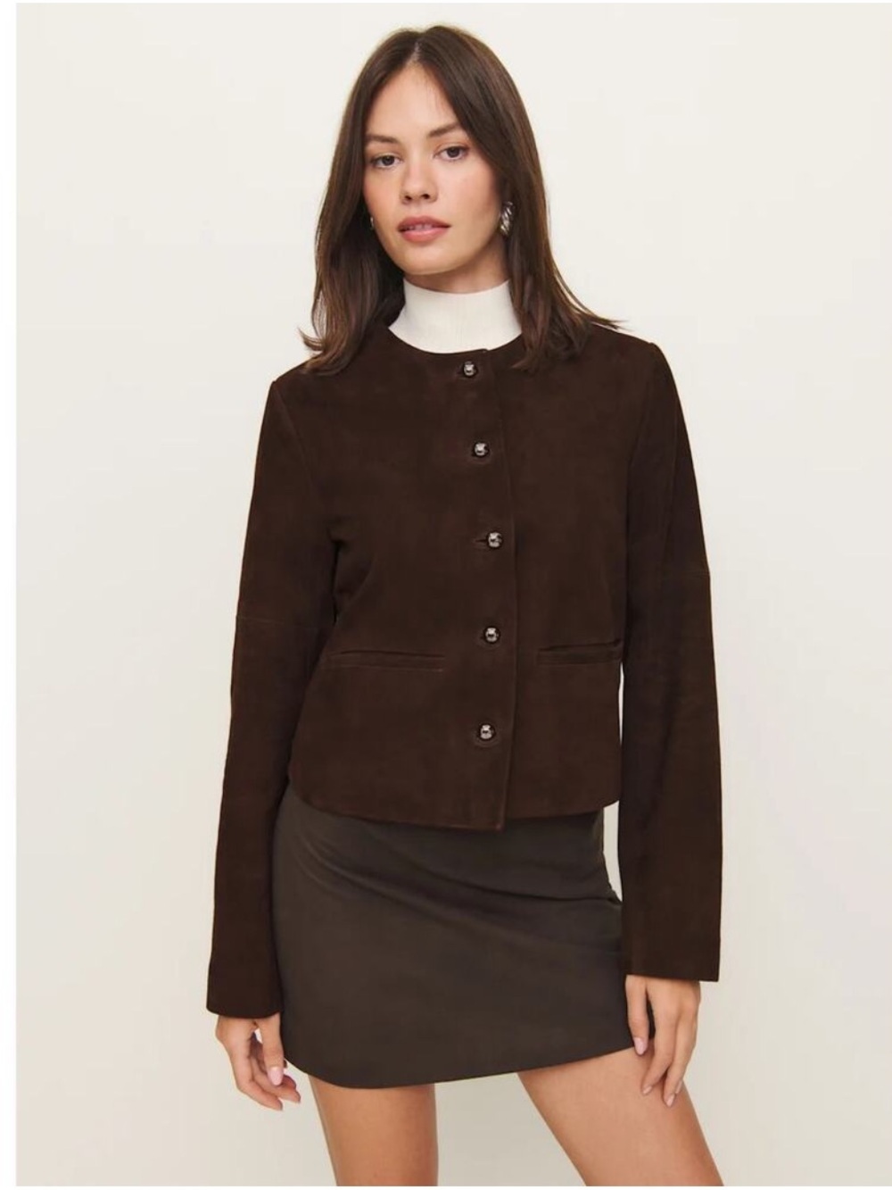 NWT Reformation Veda Reed Suede Jacket Brown Medium